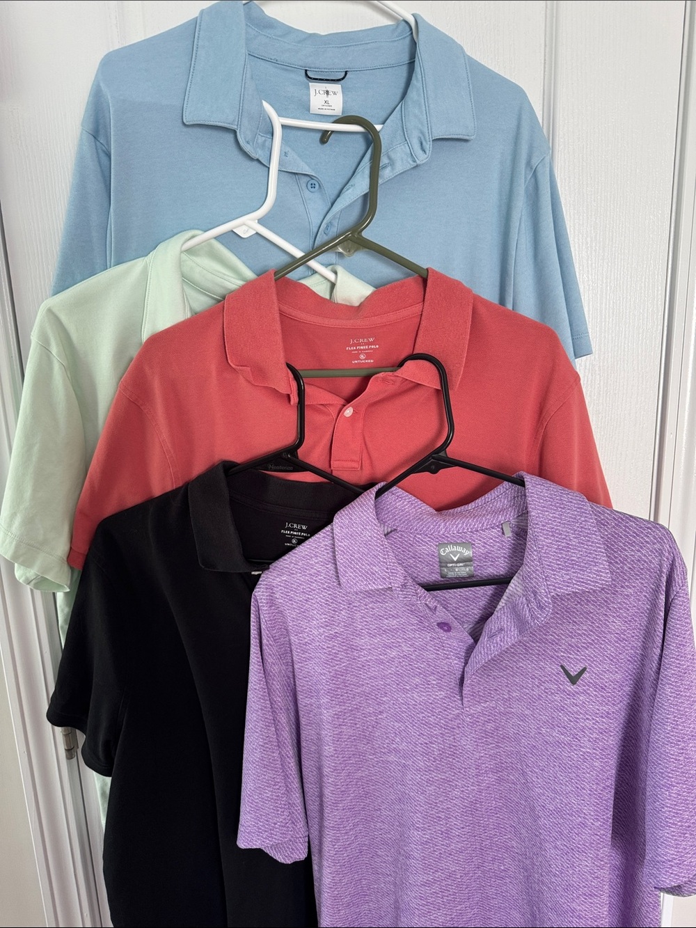 J. Crew and Callaway Men’s Polo Pack - Light Blue, Mint, Coral, Black, Lavender